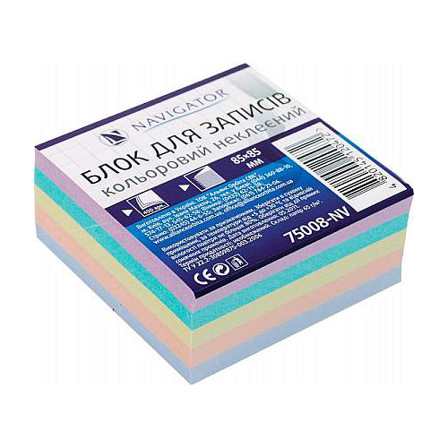 Блок для запису кольоровий 85*85*400арк.неклеєний NV-75008 (30) (NAVIGATOR)